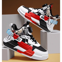 Anta suitable boys shoes 2024 new summer style childrens sports button shoes leather surface medium and large childrens rotating buttons