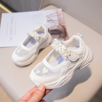 Anta adapts to 24 new childrens single mesh sports shoes for spring and summer girls primary school students hollow pearl princess shoes for summer