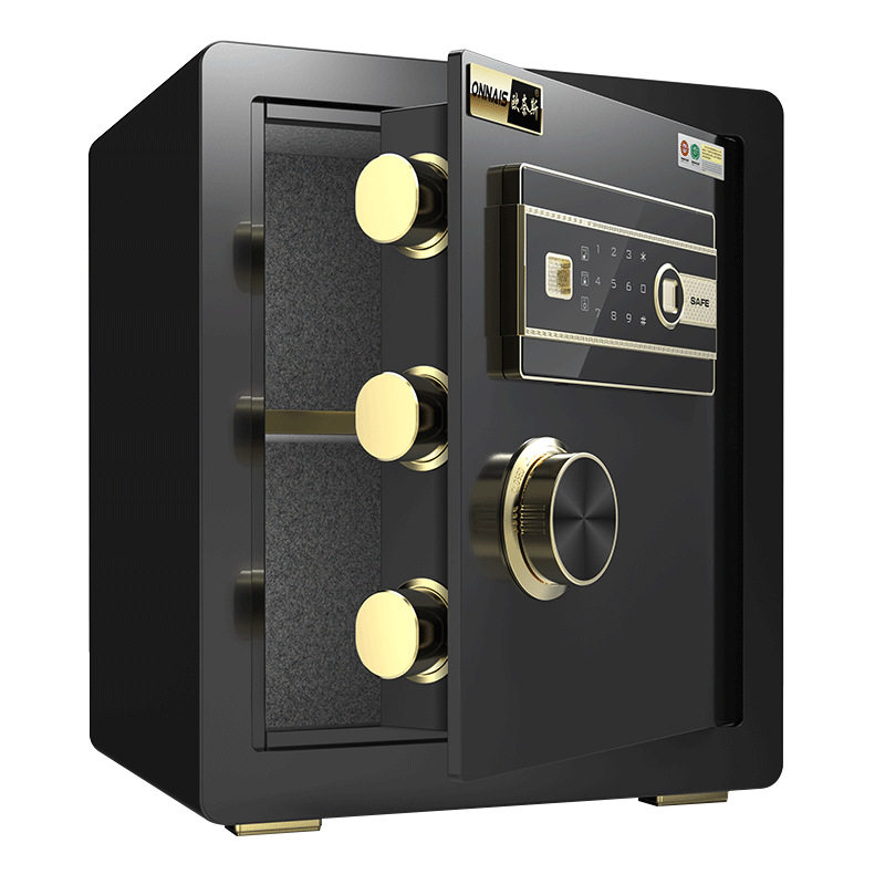 Brand Large Safe Deposit Box for Home Use, Office Safe with Three-Layer Space, Fingerprint Electronic Password