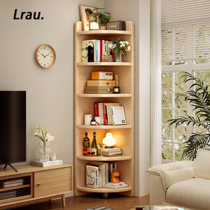 German Solid Wood Corner Shelf Living Room Bedroom Corner Triangle Cabinet Home Corner Cabinet Fan-Shaped Storage Cabinet Bookshelf