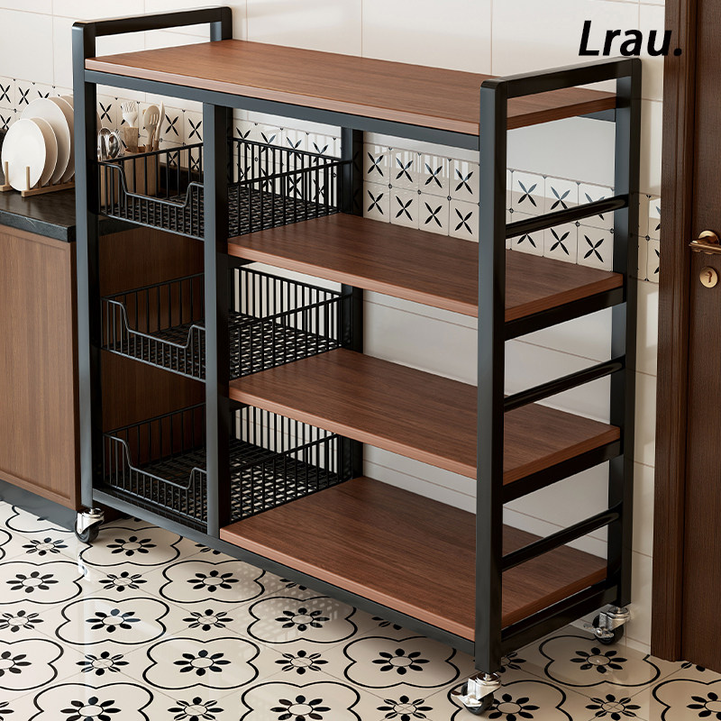 德国厨房置物架落地多层果蔬菜架多功能家用微波炉收纳架简易货架
