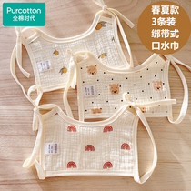 Cotton era summer saliva towel baby bib pure cotton gauze newborn baby eating anti-vomiting strap type