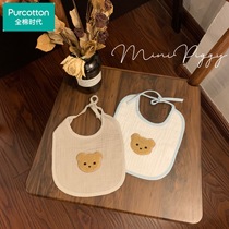 Cotton era ins baby cartoon U-shaped bear bib gauze tie absorbent bib summer thin saliva towel