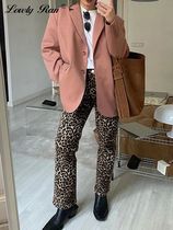 Cotton Leopard Print Women Spring Slim High Waist High Hip P