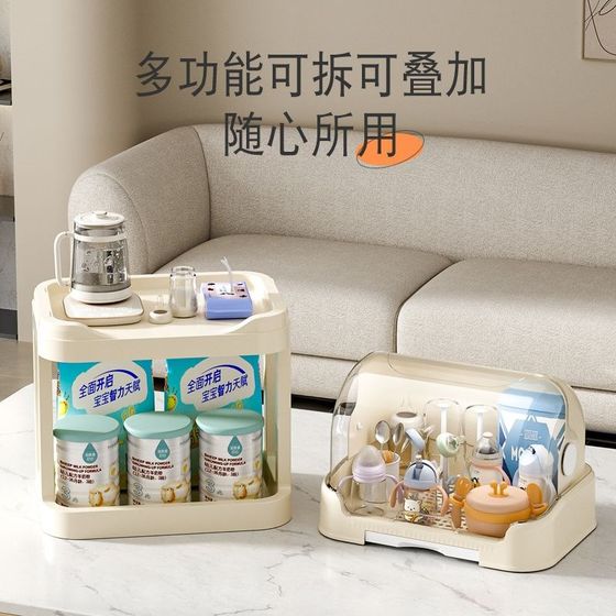 婴儿奶瓶收纳盒防尘置物架宝宝餐具收纳箱专用奶瓶U沥水架婴儿用