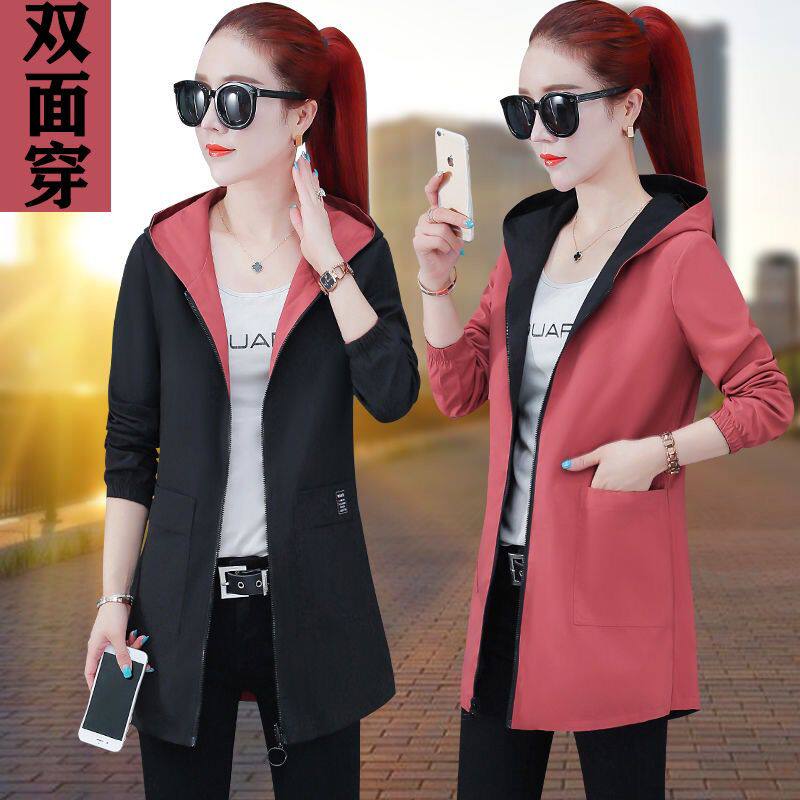 Spring autumn medium long version of the wind coat jacket Women 2022 Autumn Fashion new blouses Fall Korean version Fashion 100 lap casual outerwear