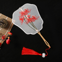 Childrens palm fan the other side Flower crane embroidery ancient style photo props Hanfu fan Chinese style opposite sex Group fan Palace fan