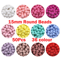 Kowdict 50pcs 15mm Silicone Beads Safe Teether Round Baby Tee