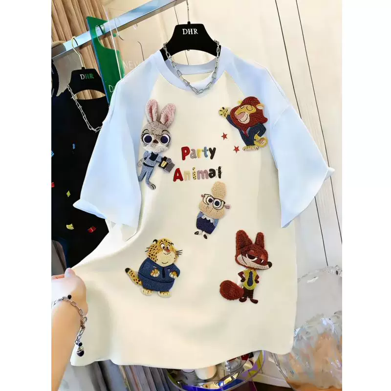 Summer big cartoon short sleeve T-shirt, size