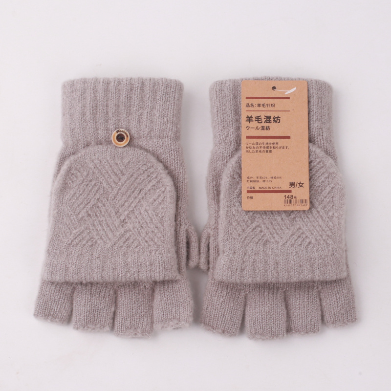 Unprinted Special Purchase Wool Half-Finger Flip-Top Gloves, Touchscreen Compatible, for Men and Women, Winter Thickened and Fleece-Lined, Warm Cashmere Fingerless Gloves Unprinted Special Purchase Wool Half-Finger Flip-Top Gloves, Touchscreen Compatible, for Men and Women, Winter Thickened and Fleece-Lined, Warm Cashmere Fingerless Gloves