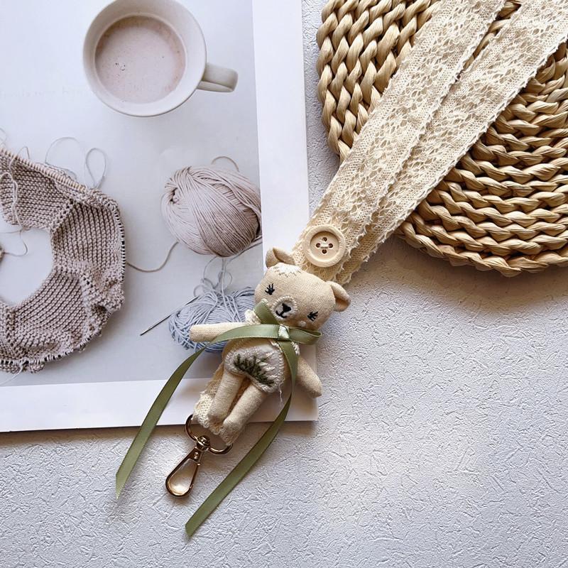 ins Mobile Phone Lanyard Neck Strap Handmade Fabric Embroidery Teddy Bear Phone Case Strap Anti-Lost Lace Wrist Strap ins Mobile Phone Lanyard Neck Strap Handmade Fabric Embroidery Teddy Bear Phone Case Strap Anti-Lost Lace Wrist Strap