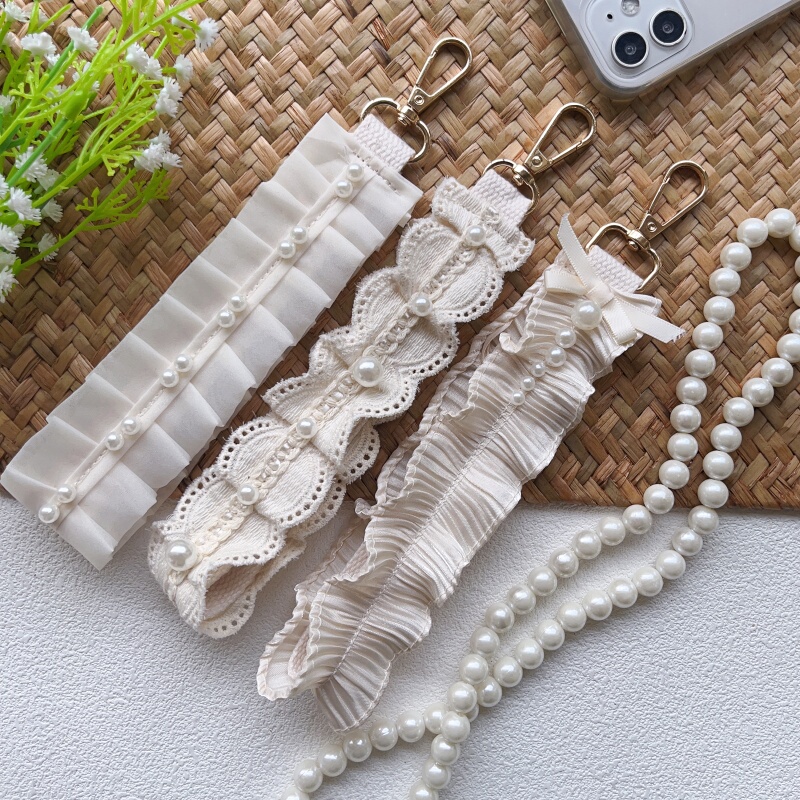 High-End Handmade Beaded Cotton Edge Phone Lanyard Wrist Strap Short Clip Anti-Lost Keychain Camera Short Strap for Women