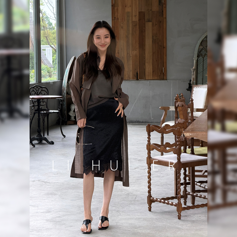 Lihuier Barcelona Design-Inspired Acetate Skirt, New Summer Collection, Light Luxury High-End Short Skirt