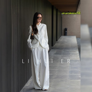 Lihuier Li Hui'Er Windy Wilderness Early Autumn Linen High-End Chinese-Style Stand Collar White Casual Blazer