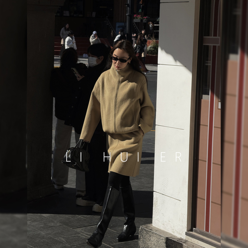 Lihuier Li Hui'Er Belgian Dunes Lazy and Relaxed Woolen Coat Dress Wool Double-Sided Suit