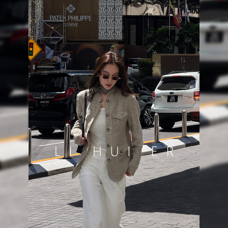 Lihuier Li Hui'Er Beverly Summer High-End Chic Jacket Women's Vintage Workwear Casual Jacket Top