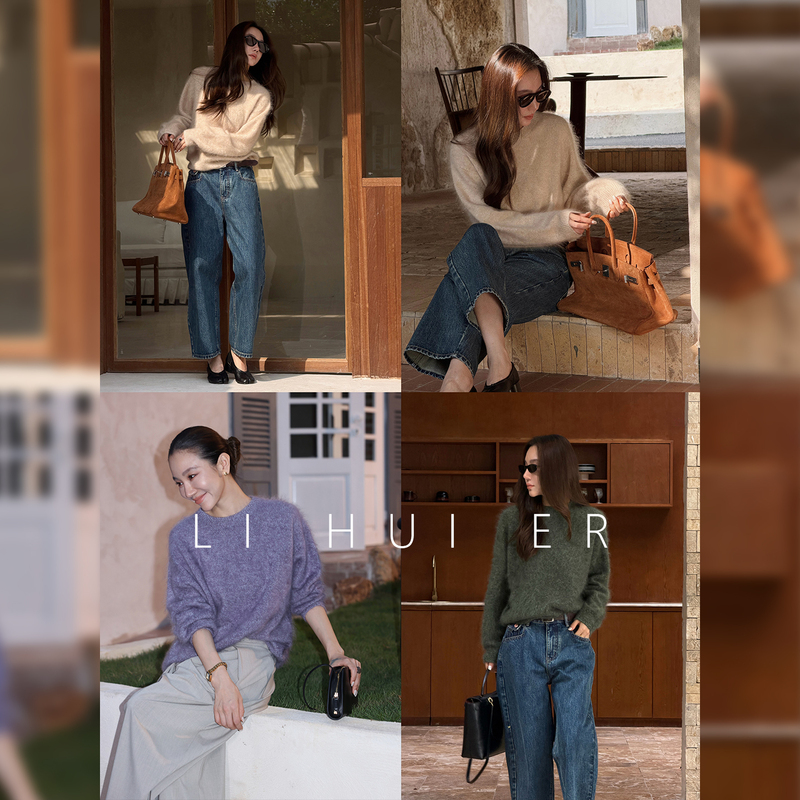 Lihuier [Moon Mist Whisper] Lazy Style Mulberry Silk Wool Cashmere Loose Knit Sweater