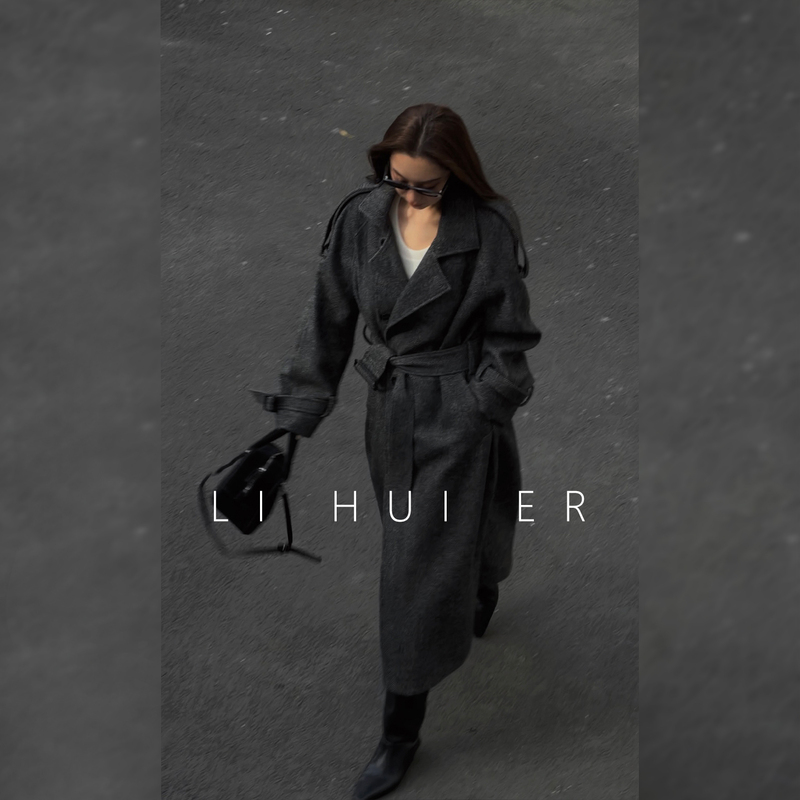 Lihuier Li Hui'Er Jiu Muqiu High-End Lazy Herringbone Pattern Coat Winter Fashionable Oversized Woolen Jacket