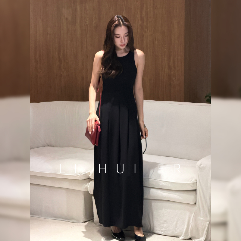 Lihuier Li Hui'Er Como Stroll Black Sleeveless Dress Women's Summer Minimalist High-End Tank Dress Lihuier Li Hui'Er Como Stroll Black Sleeveless Dress Women's Summer Minimalist High-End Tank Dress