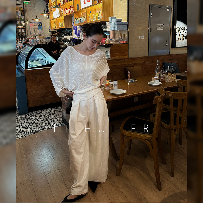 Lihuier [Schwarzmant] Designer Knit Top for Women, Summer Loose and Casual Style
