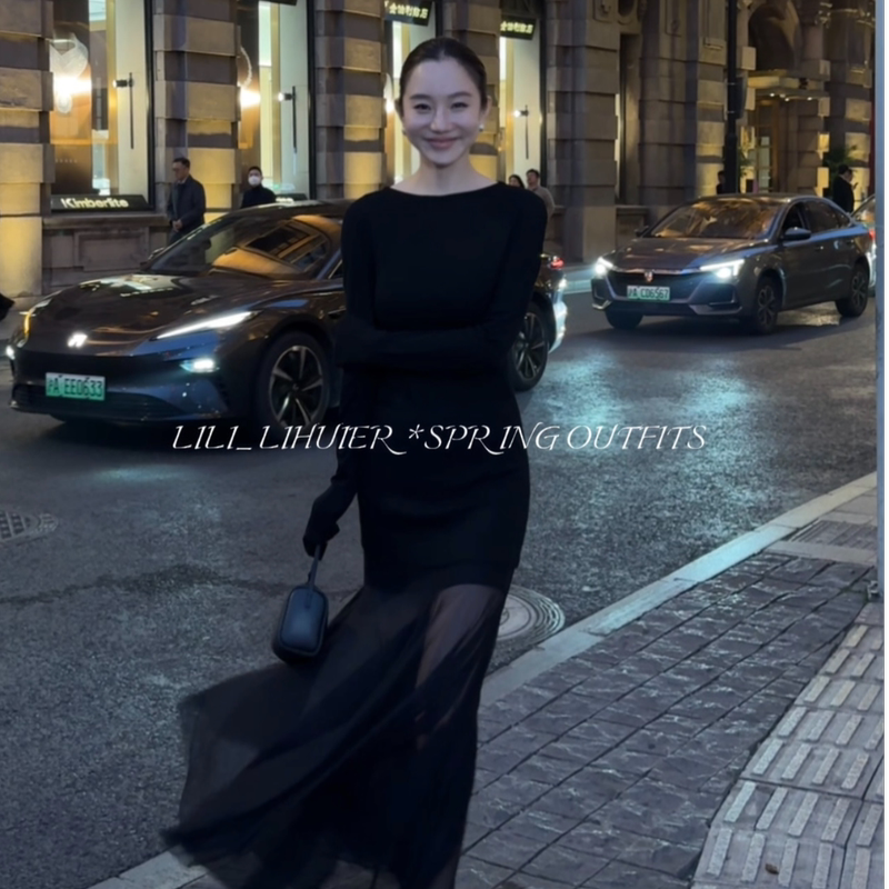 Li Hui Er Alice Nocturne, a Sophisticated and Unique Black Mesh Bodycon Skirt