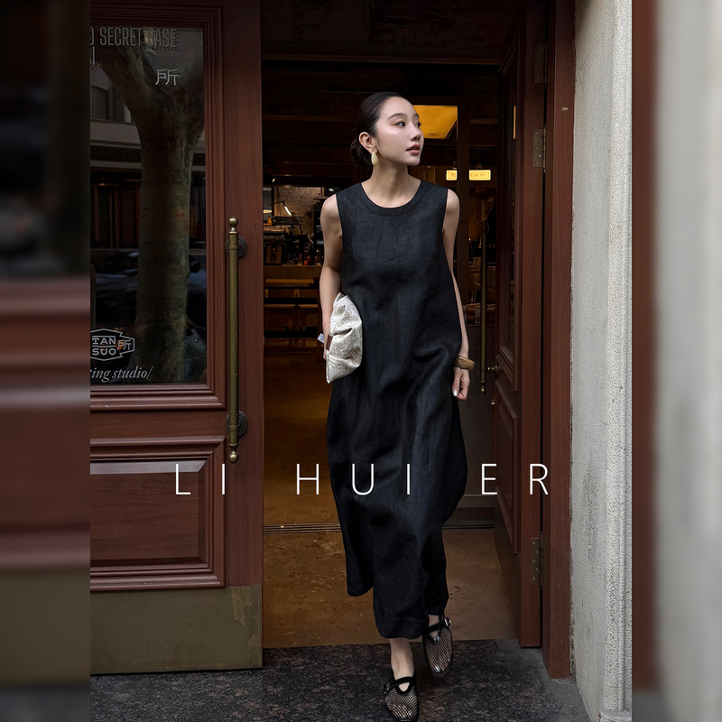 Lihuier Li Hui'Er Shan Yue Chi 100% Silk Xiangyunsha Sleeveless Dress Vest Dress Reversible Lihuier Li Hui'Er Shan Yue Chi 100% Silk Xiangyunsha Sleeveless Dress Vest Dress Reversible