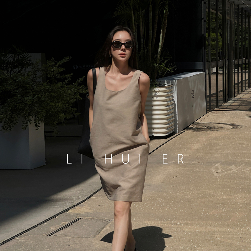 Lihuier Corona Coast French-Style Sleeveless Dress for Women, Summer Minimalist U-Neck Tank Dress Lihuier Corona Coast French-Style Sleeveless Dress for Women, Summer Minimalist U-Neck Tank Dress