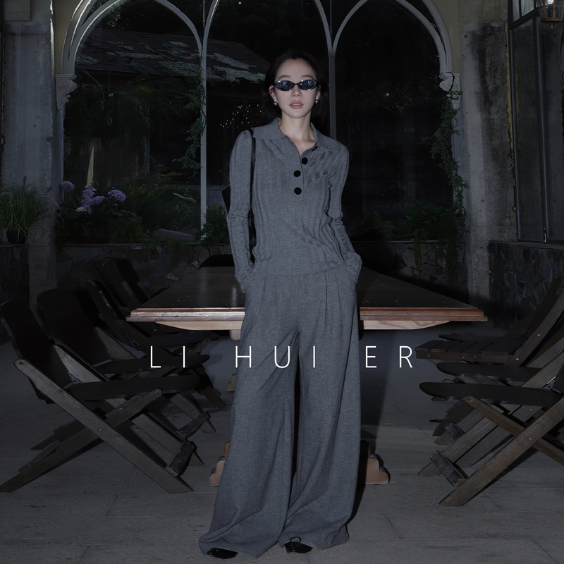 Lihuier [Urban Nomad] High-Sense Polo Henley Collar Knitwear Old Money Wool Top