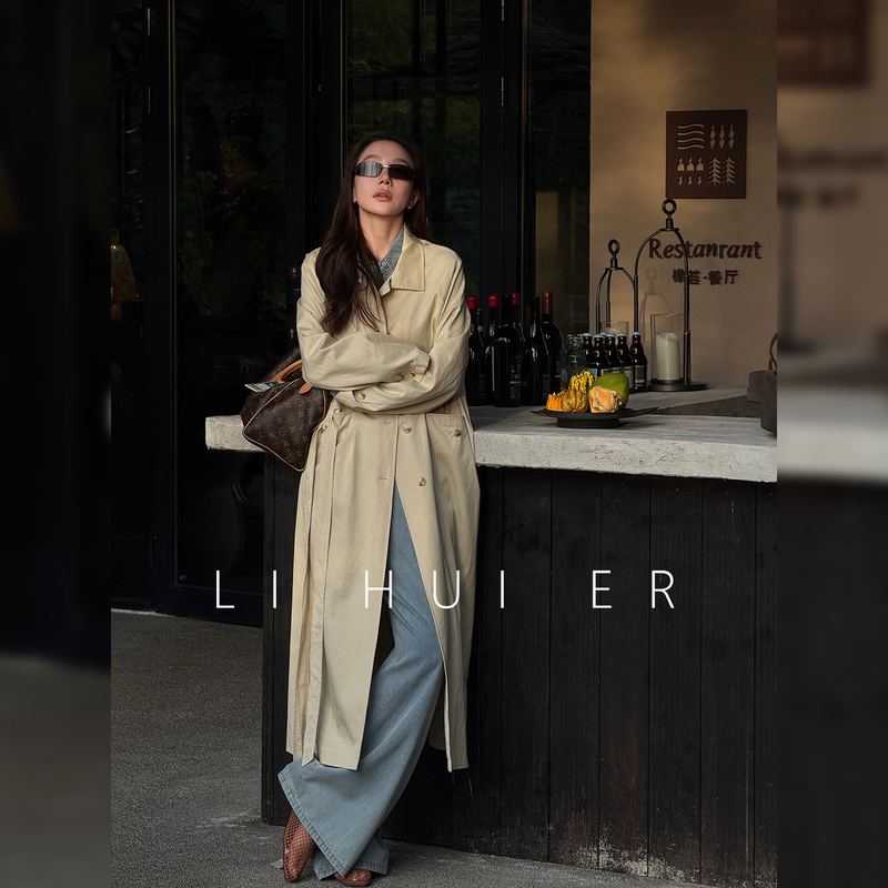 Lihuier Li Hui'Er Roman Time Zone Relaxed High-End Silhouette Minimalist Mid-Length Tencel Cotton Trench Coat Lihuier Li Hui'Er Roman Time Zone Relaxed High-End Silhouette Minimalist Mid-Length Tencel Cotton Trench Coat