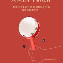 Rattle old-fashioned baby can chew wooden red sheepskin hand rattle Chinese style childrens traditional toy