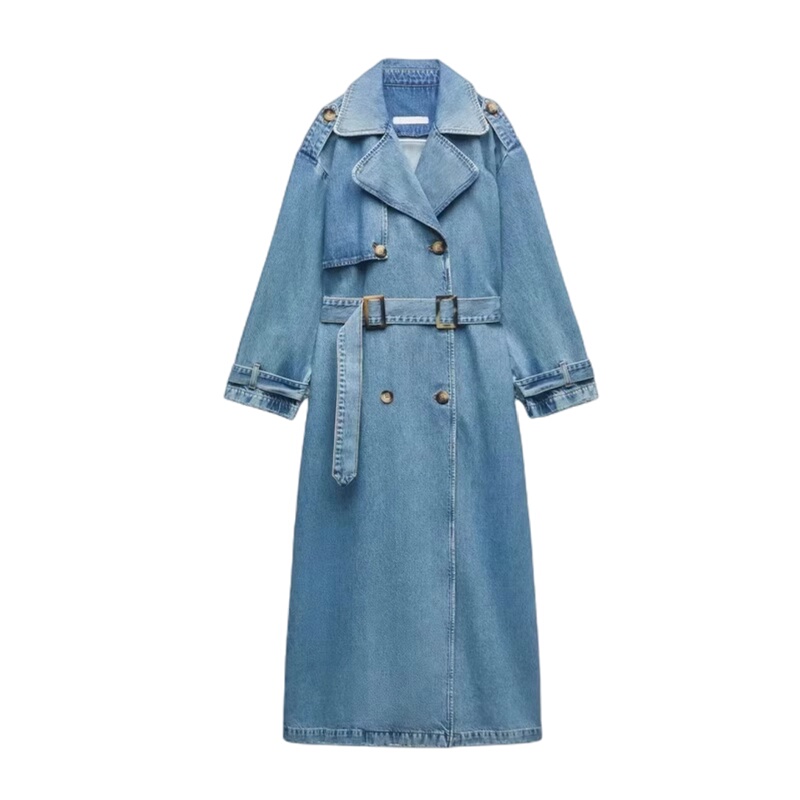 2025 Spring and Autumn Style Loose Mid-Length Denim Trench Coat with Belt for Women 6147048 3607271 2025 Spring and Autumn Style Loose Mid-Length Denim Trench Coat with Belt for Women 6147048 3607271
