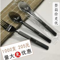 Disposable spoon long handle plastic commercial takeaway rice spoon dessert spoon thickened transparent independent packaging western food spoon and fork