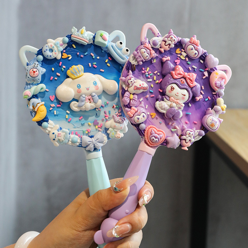 Children's Handmade Cream Glue Hand-Held Mirror Kindergarten Activity DIY Material Package Girls Makeup Mirror Educational Toys