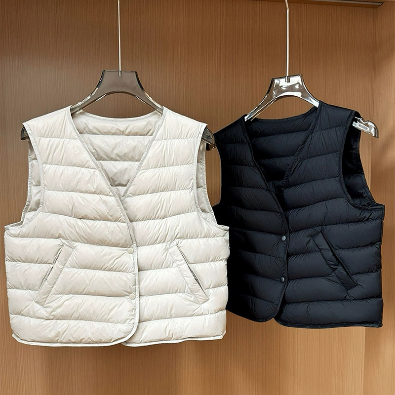 Cross-Border 90% Goose down Lightweight down Vest for Women 2026 Autumn and Winter Fashion Versatile Slim-Fit Vest Jacket Cross-Border 90% Goose down Lightweight down Vest for Women 2026 Autumn and Winter Fashion Versatile Slim-Fit Vest Jacket