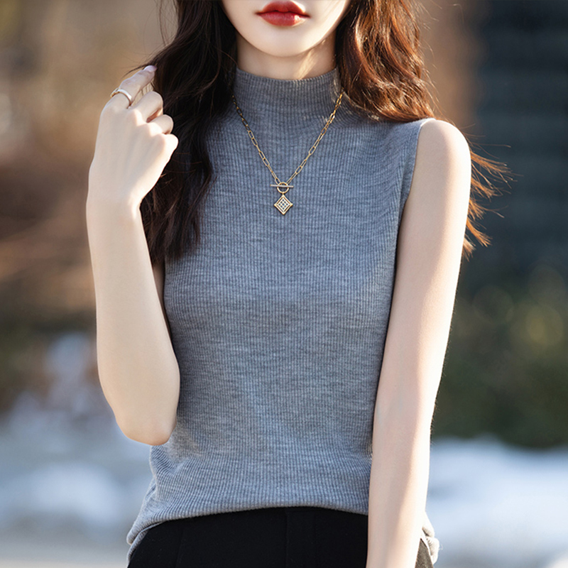 Half-Turtleneck Sleeveless Knitted Vest for Women, 2026 New Stylish Large-Size Women's Autumn and Winter Sweater Half-Turtleneck Sleeveless Knitted Vest for Women, 2026 New Stylish Large-Size Women's Autumn and Winter Sweater