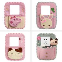 Socket beautification frame fabric switch cover switch sticker decorative wall sticker with pocket mobile phone charging socket storage