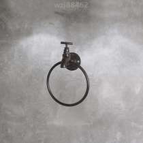 Retro faucet cast iron loft American towel towel style ring hook black personality industry