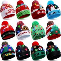 2022 New Year LED Knitted Christmas Hat Beanie Light Up Illu