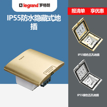 Legrand hidden all-copper waterproof rain silver five-hole IP55 ground plug network floor ground socket home