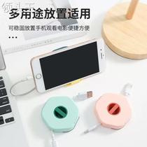 New variety of data cable storage box mobile phone charging cable winder with mobile phone holder portable headset