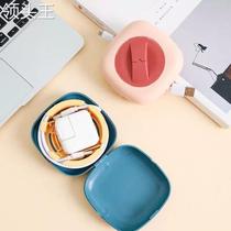 New creative charging head headphone data cable rotating box portable cable winder with mobile phone holder