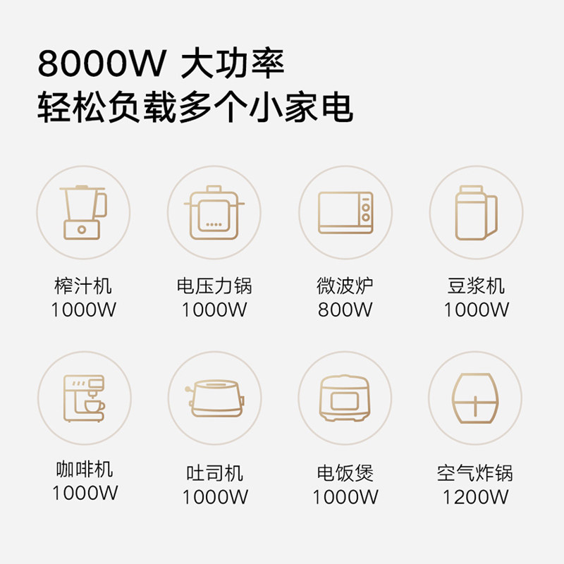 Xiaomi Track Socket for Home Use, Surface-Mounted Power Strip for Multiple Appliances, Suitable for Kitchen and Living Room, Rail-Type Power Strip with Rotating On/Off Switch