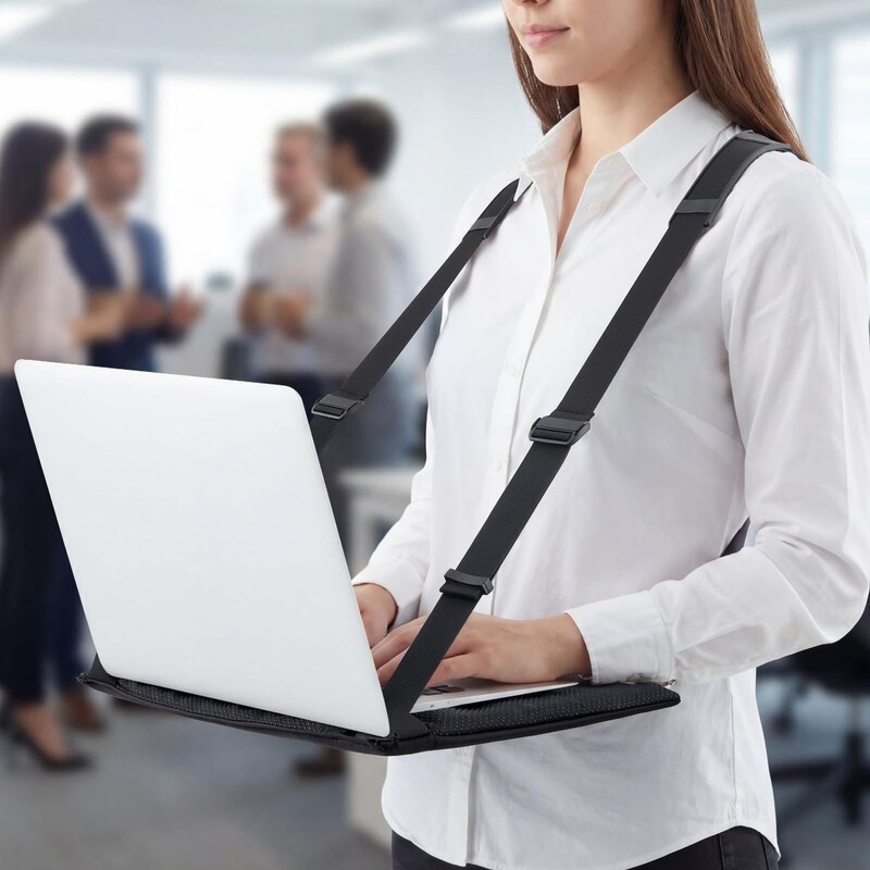 Adjustable Shoulder Strap Chest-Mounted Laptop Stand for Outdoor Office Use, Hands-Free Computer Wrist Support Pad