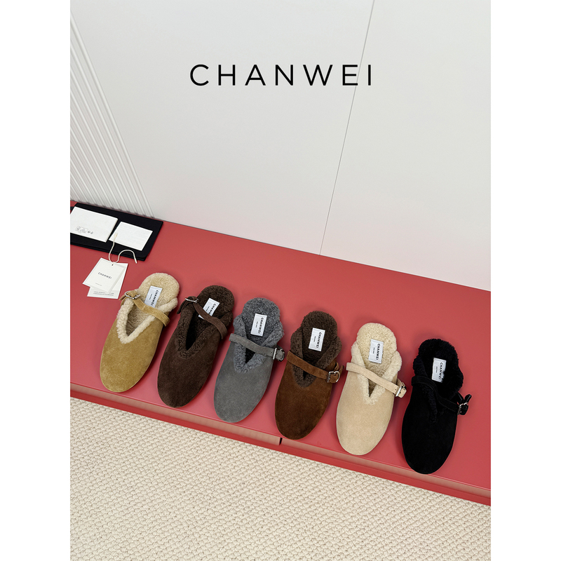 【Chanwei Treasures】Selected~ Sheepskin and Fur Integrated Closed-Toe Slip-On Flat Mules for Women for Outdoor Wear 【Chanwei Treasures】Selected~ Sheepskin and Fur Integrated Closed-Toe Slip-On Flat Mules for Women for Outdoor Wear