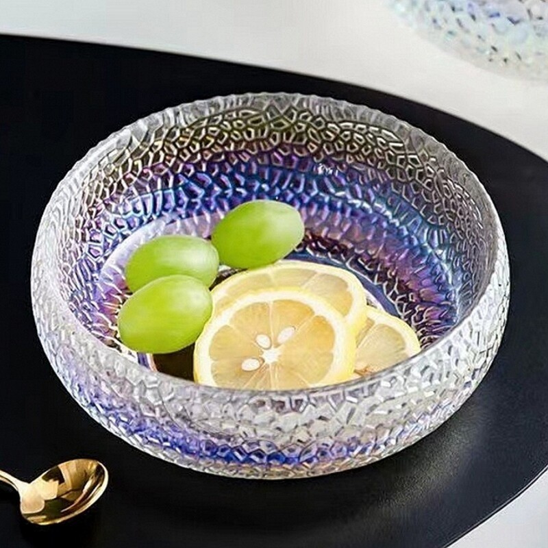 Japanese-Style Glass Bowl Fruit Plate for Living Room, Elegant Dessert Fruit Bowl, High-Value Salad Bowl, Candy Jar, Condiment Dish