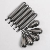 Export tungsten steel free fishing set drop-shaped long fine lead pendant Luya free water drop cylindrical tungsten pendant