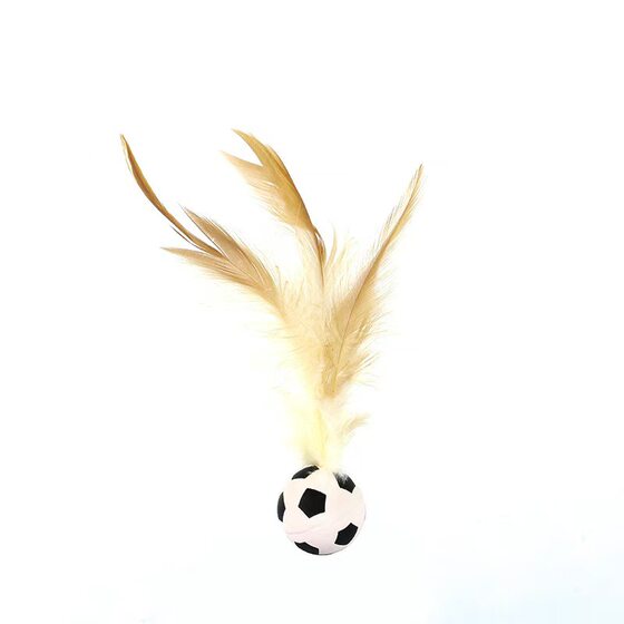 Cat Toy Bouncy Ball Feather Teaser Wand Self-Entertainment Boredom Buster Popular Online Cat Chase Interactive Pet Toy