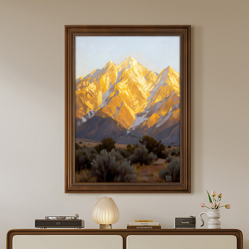 European-Style Landscape Painting with a Mountain Scene and Sunlight, Decorative Painting for the Entrance, Dining Room, Living Room, or Office European-Style Landscape Painting with a Mountain Scene and Sunlight, Decorative Painting for the Entrance, Dining Room, Living Room, or Office