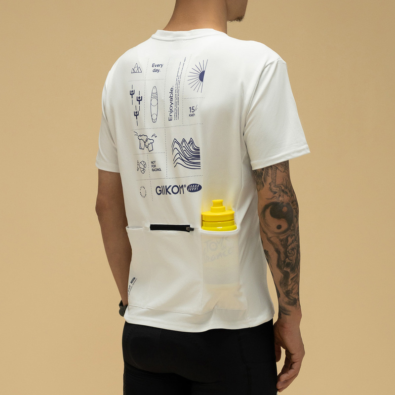 Giikom Not for Racing Zipper 3-Pocket Cycling Jersey Sun Protection Quick-Drying Casual Commuting T-Shirt