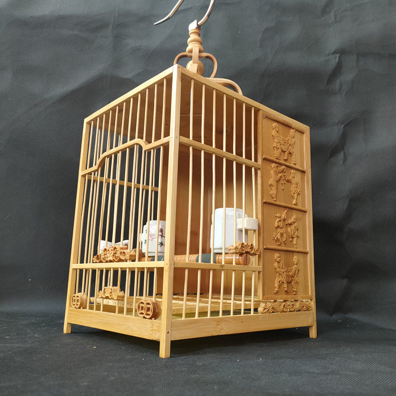 Boutique thrush bird carving board nest cage bamboo bird cage square cage bird cage accessories Shanghai board cage Raw Head thrush bird cage